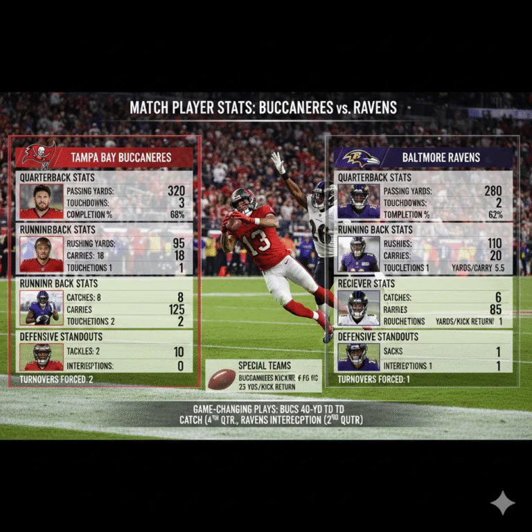 Tampa Bay Buccaneers vs Baltimore Ravens Match Player Stats