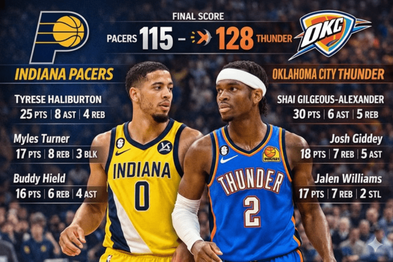 Indiana Pacers vs Oklahoma City Thunder Match Player Stats