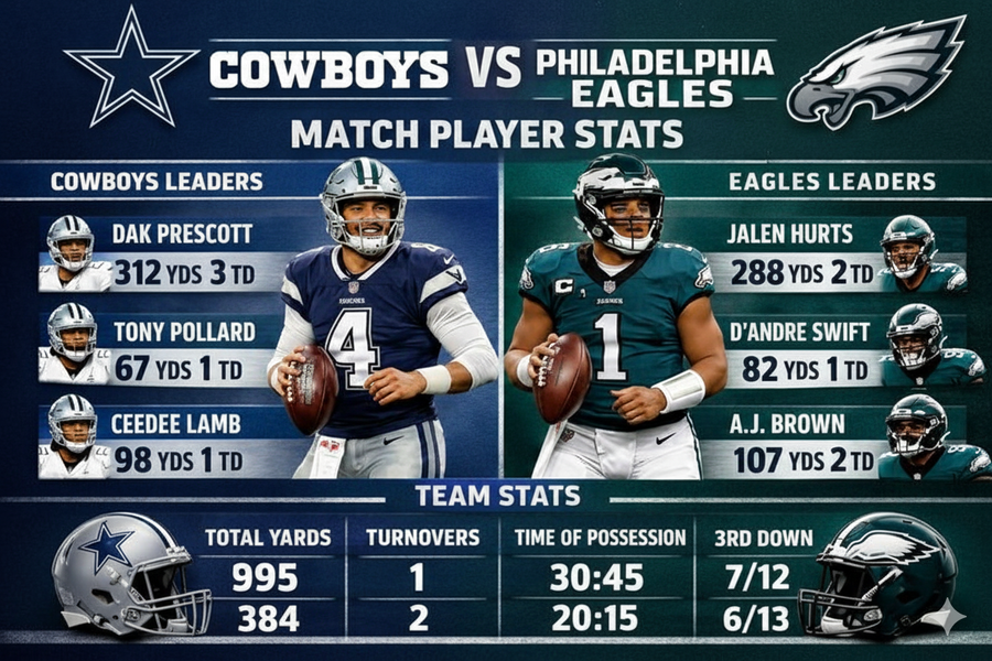Dallas Cowboys vs Philadelphia Eagles Match Player Stats