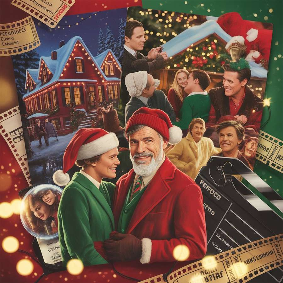 Festive Christmas movie poster collage
