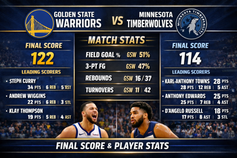 Golden State Warriors vs Timberwolves Match Player Stats