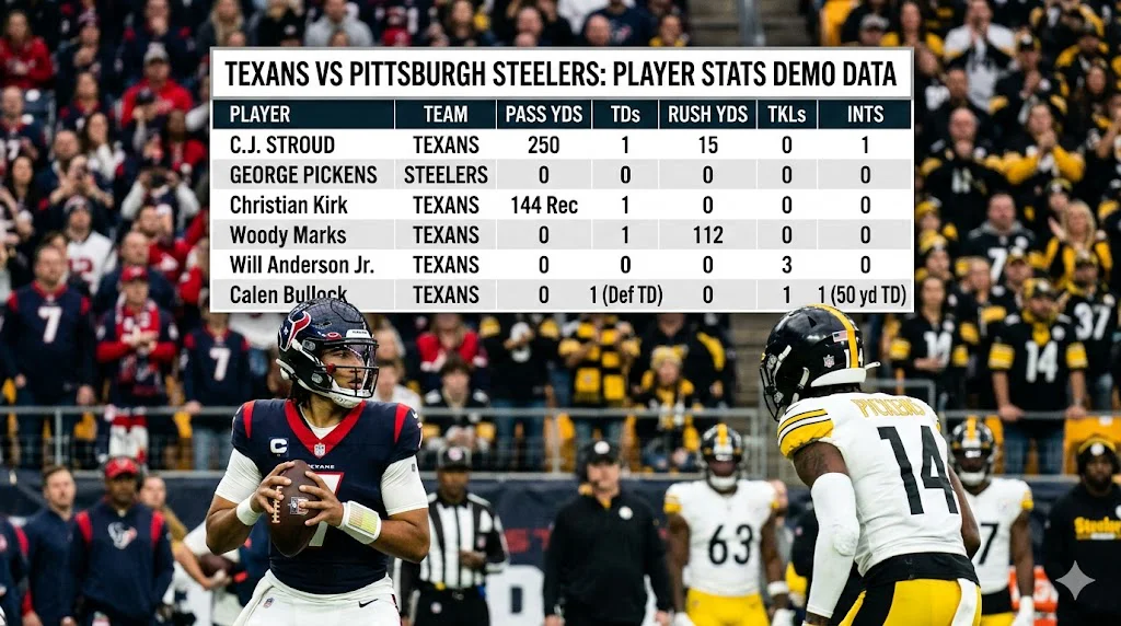 Texans vs Pittsburgh Steelers Match Player Stats