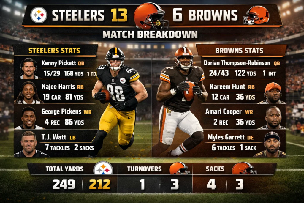 Steelers vs Browns Match Player Stats: 13-6 Breakdown