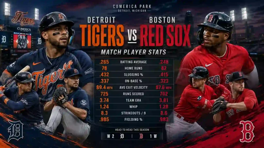 Detroit Tigers vs Red Sox Match Player Stats